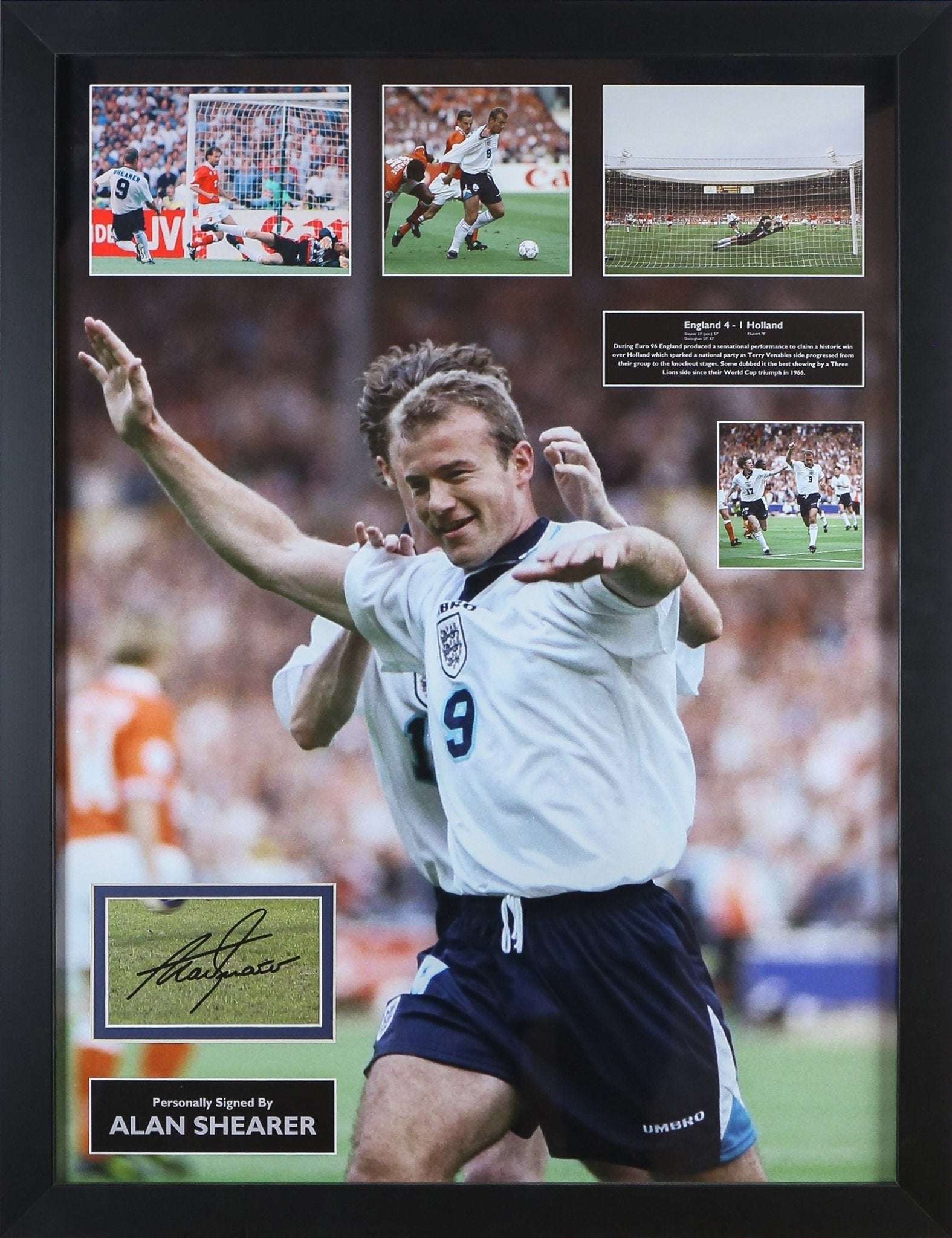 Alan Shearer Signed White card Framed Display - Memorabilia Framers Shop